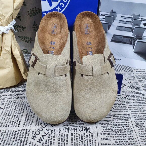 Birkenstock Boston taupe suede mule clogs - Picture 3 of 8